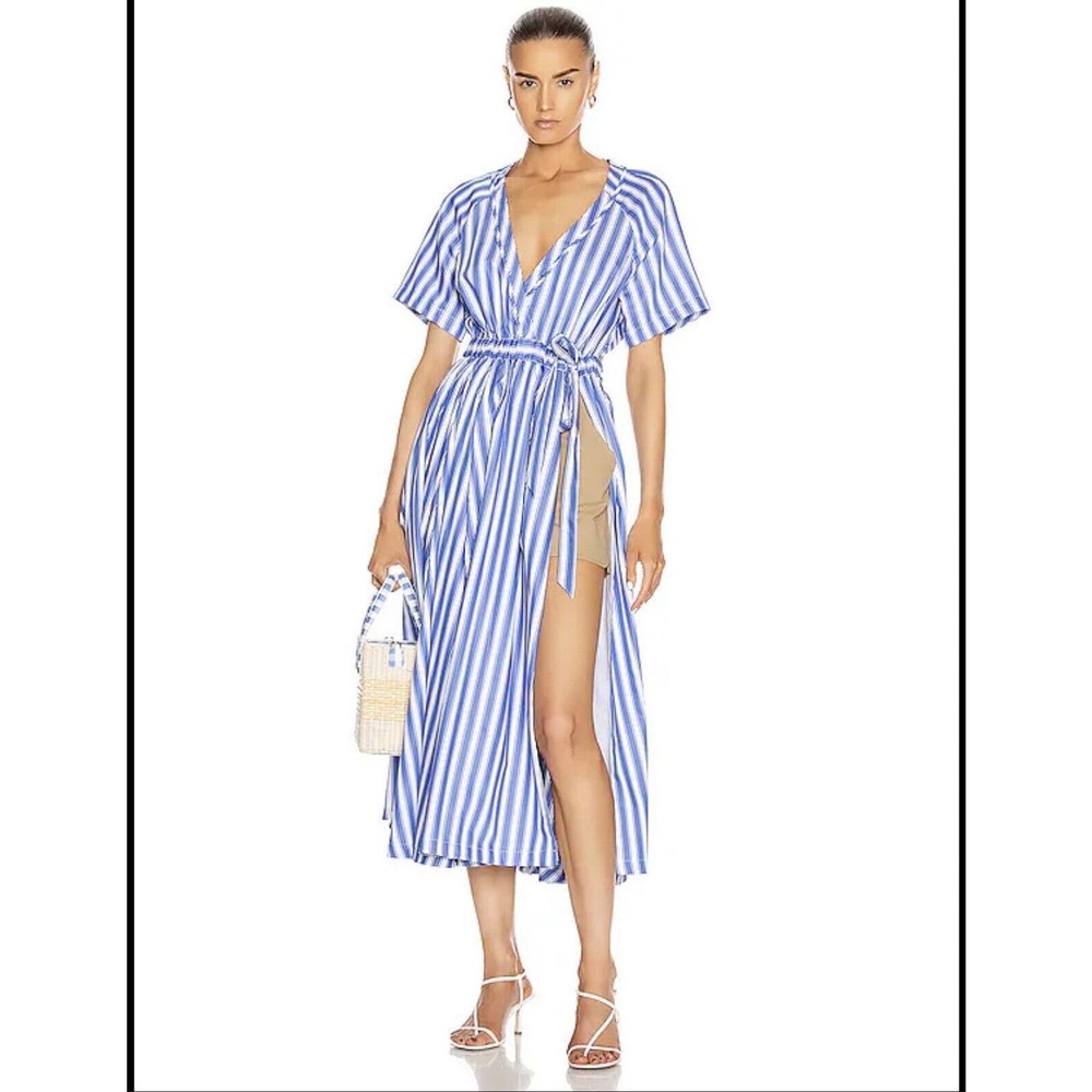 Rosie Assoulin Jump Wrap Skort Dress Striped Maxi 6